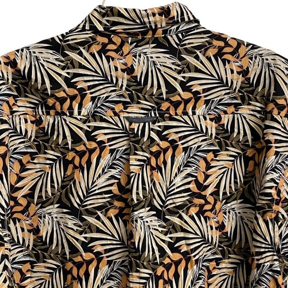 NWT Free Planet Tropical Palm Leaf Button Up Shirt Men's Size 1X Short Sleeve - Picture 9 of 12